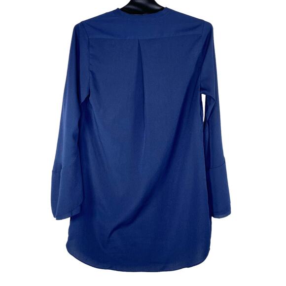 Soft Surroundings Blue V-Neck Split Ruffle Sleeve Tunic XS - Picture 3 of 9